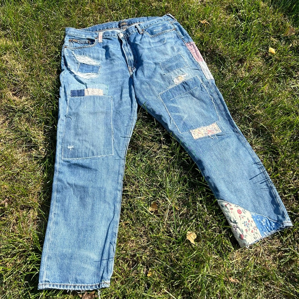 vintage patchwork polo Ralph Lauren jeans
